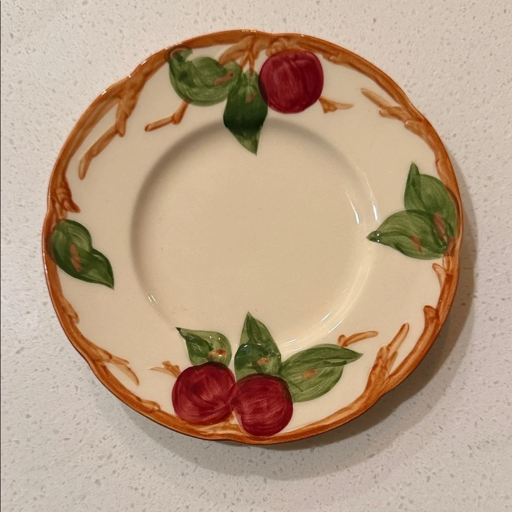 Franciscan Cream Plate with Red and Green Apple Design
